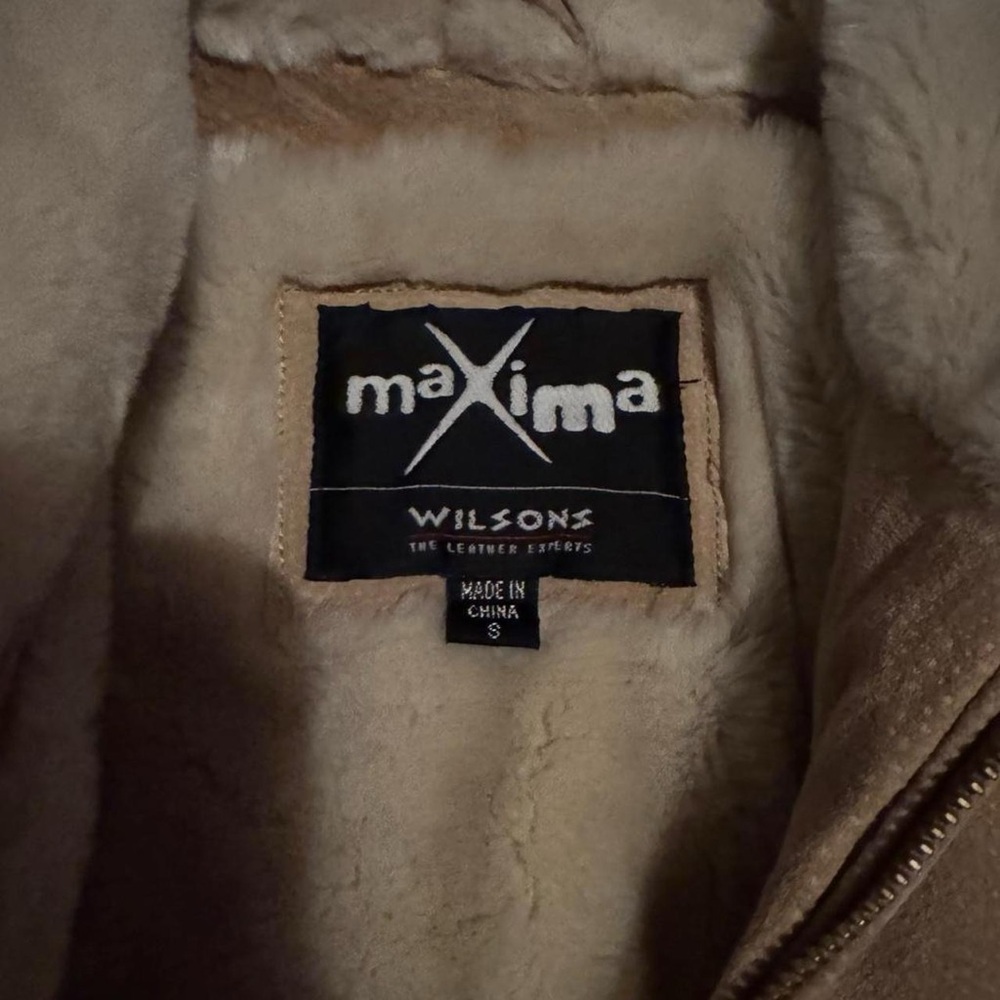 Wilson's Women's Tan Suede Shearling Jacket - Picture 2 of 6